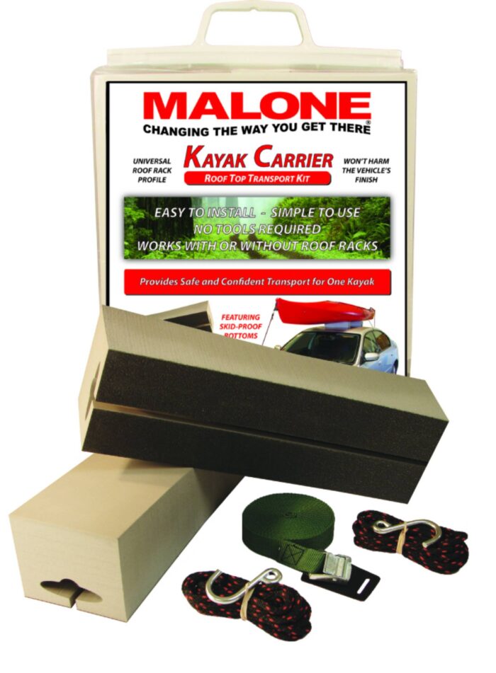 MALONE Standard Kayak Carrier with Tie-Downs - Foam Block Style - 12" Long