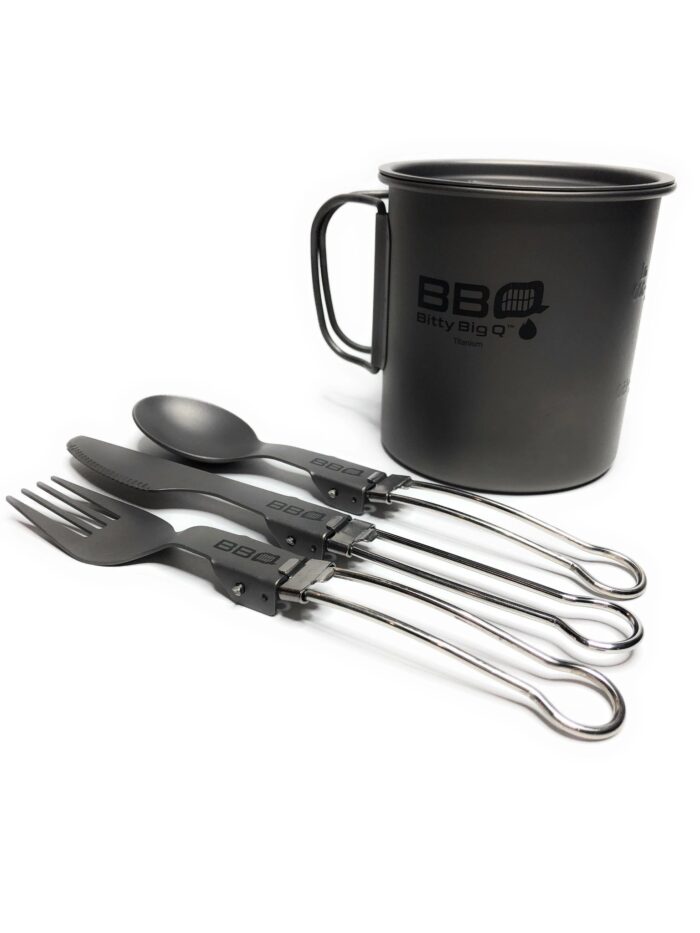 Titanium Mug 450 ml with Lid and Cutlery Set - Image 7